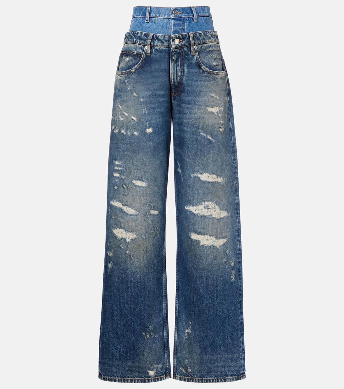 Distressed layered high-rise wide-leg jeans | Dolce&Gabbana