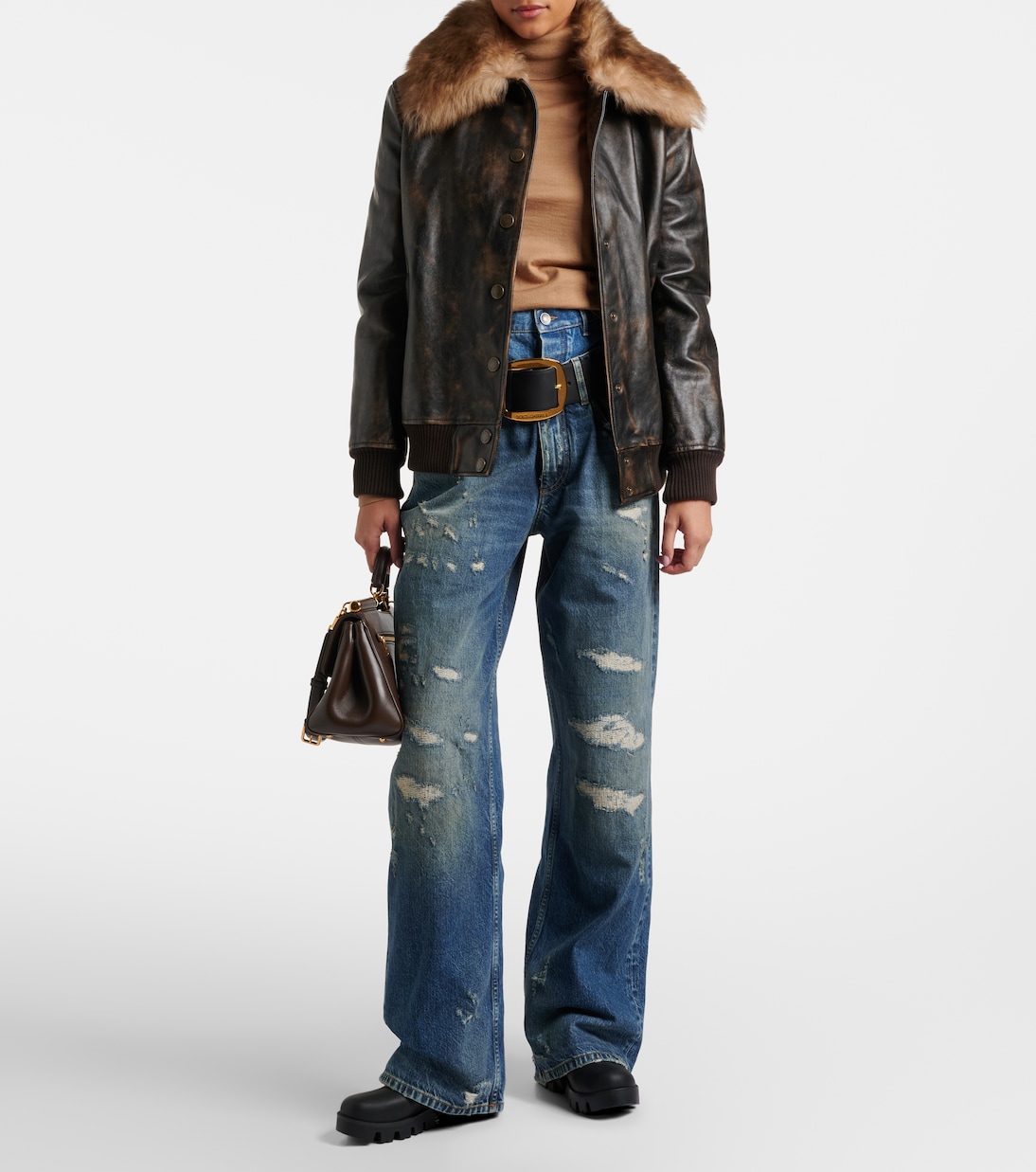Distressed layered high-rise wide-leg jeans | Dolce&Gabbana