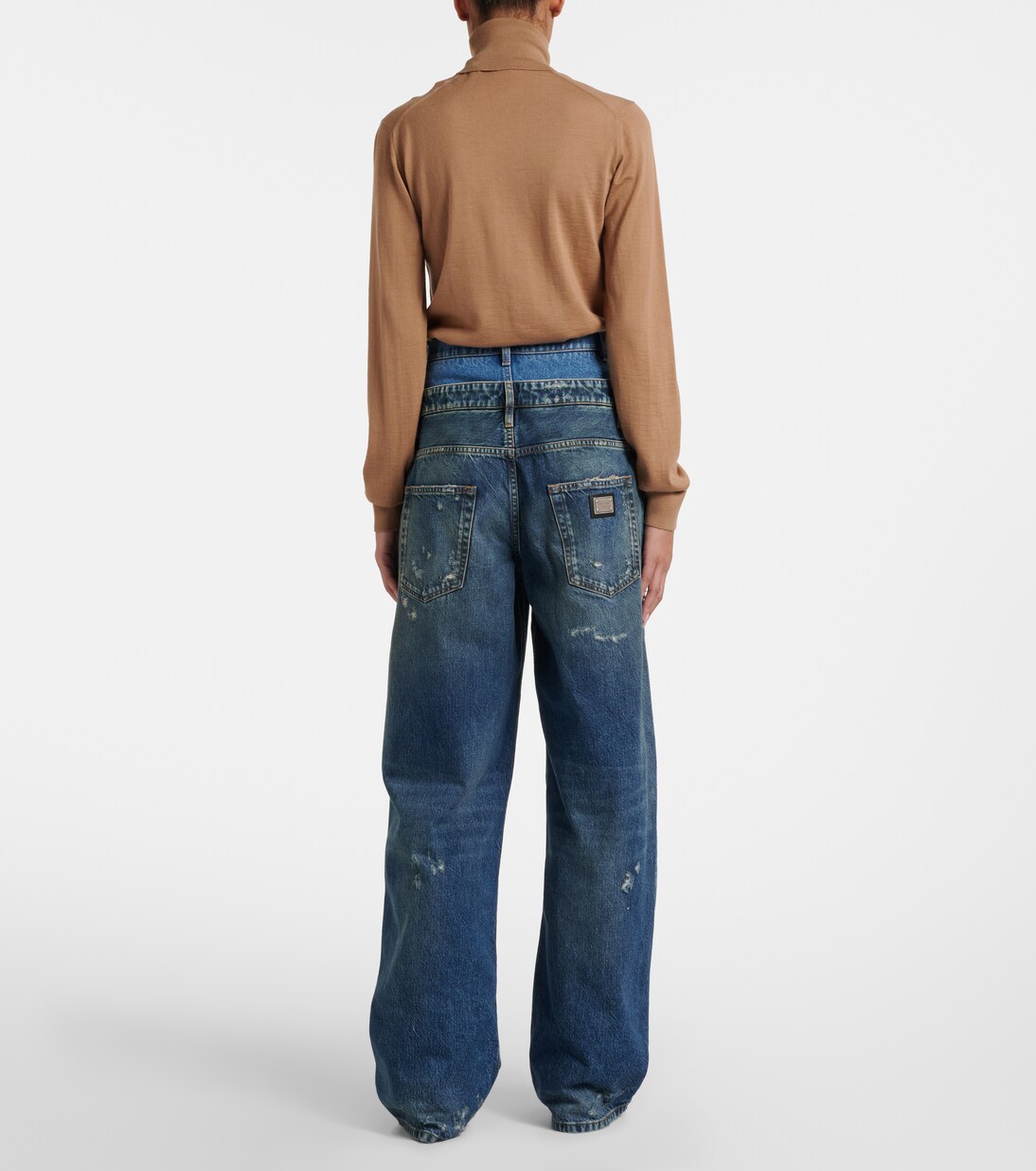 Distressed layered high-rise wide-leg jeans | Dolce&Gabbana