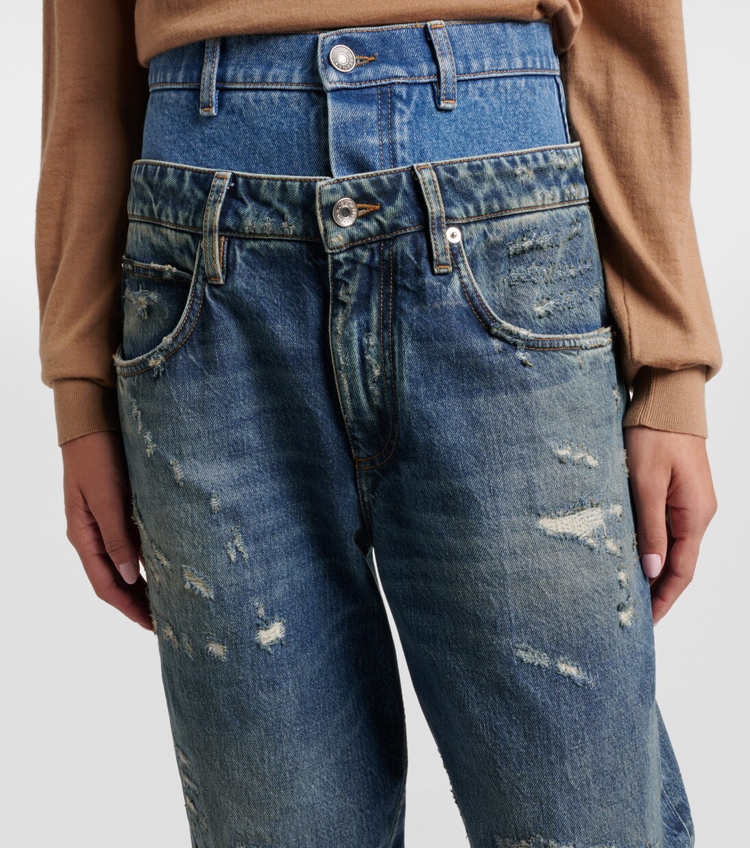 Distressed layered high-rise wide-leg jeans | Dolce&Gabbana