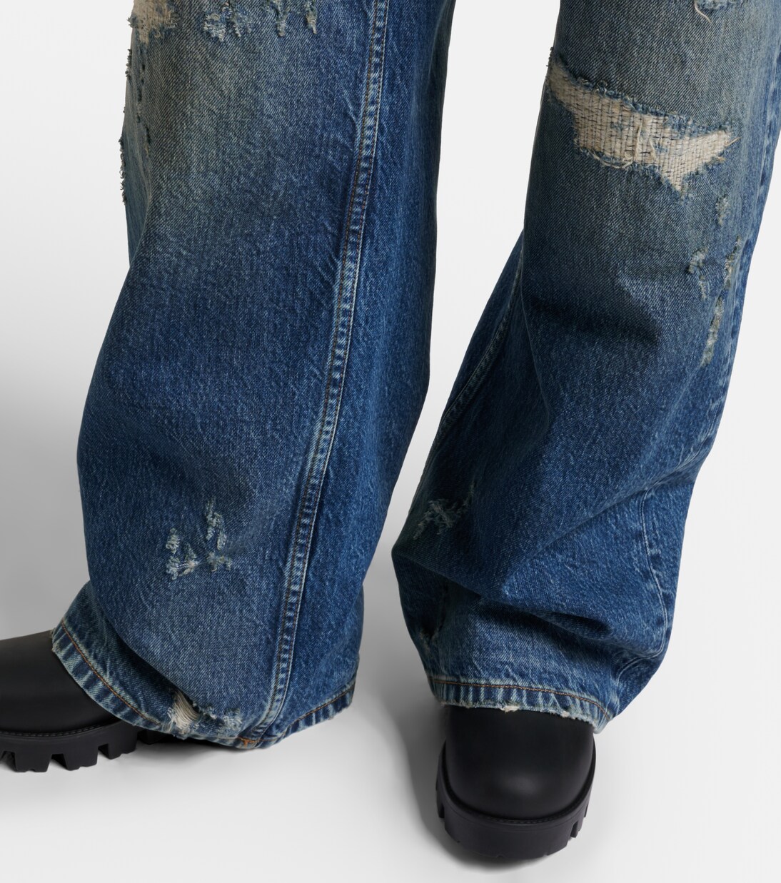 Distressed layered high-rise wide-leg jeans | Dolce&Gabbana