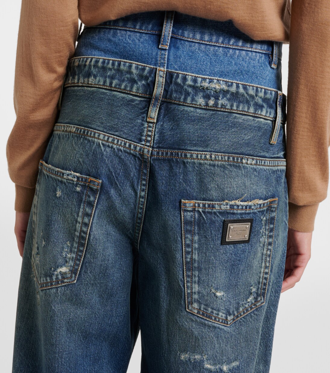 Distressed layered high-rise wide-leg jeans | Dolce&Gabbana