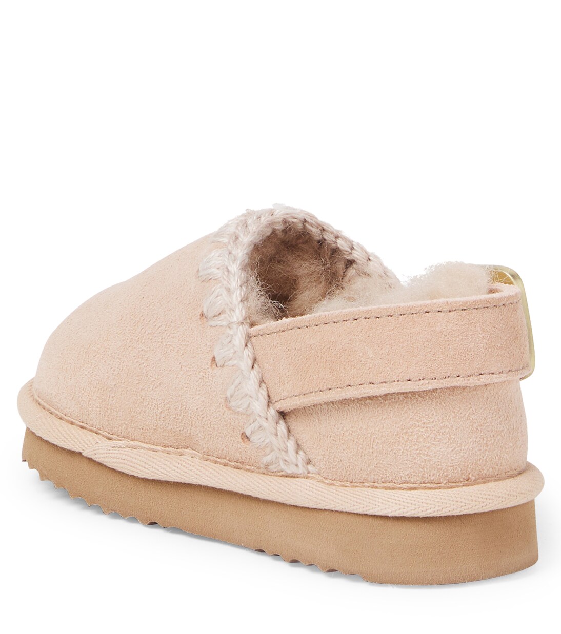 Embroidered shearling-lined suede clogs | Mou Kids