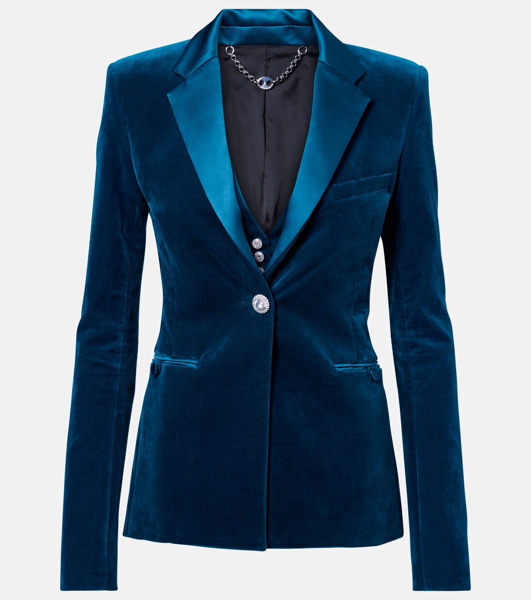 Cotton-blend velvet and satin blazer | Rabanne
