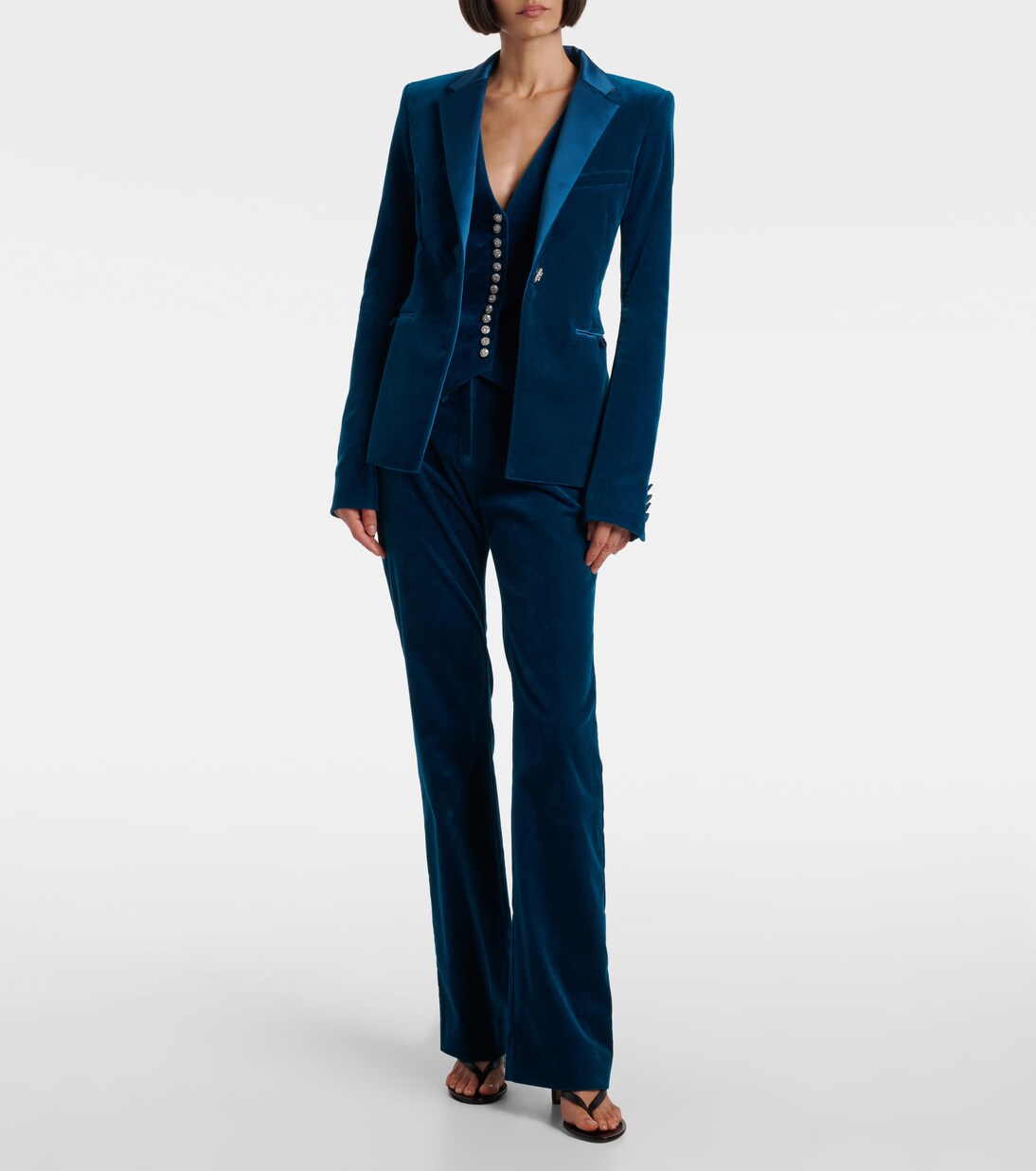 Cotton-blend velvet and satin blazer | Rabanne