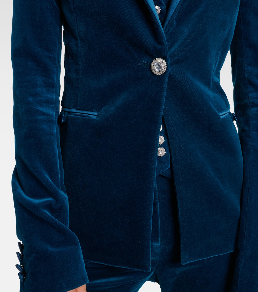 Cotton-blend velvet and satin blazer | Rabanne