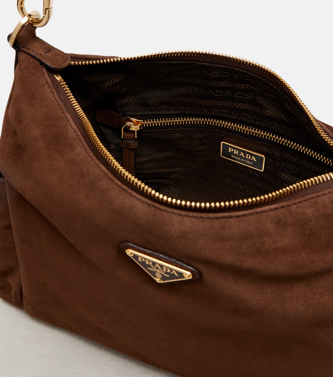 Prada Explore Large suede shoulder bag | Prada