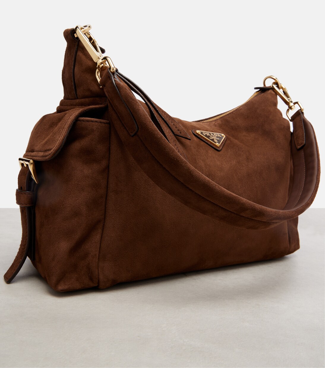 Prada Explore Large suede shoulder bag | Prada