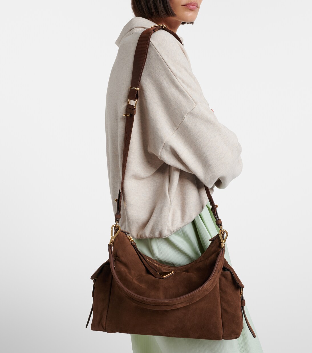 Prada Explore Large suede shoulder bag | Prada