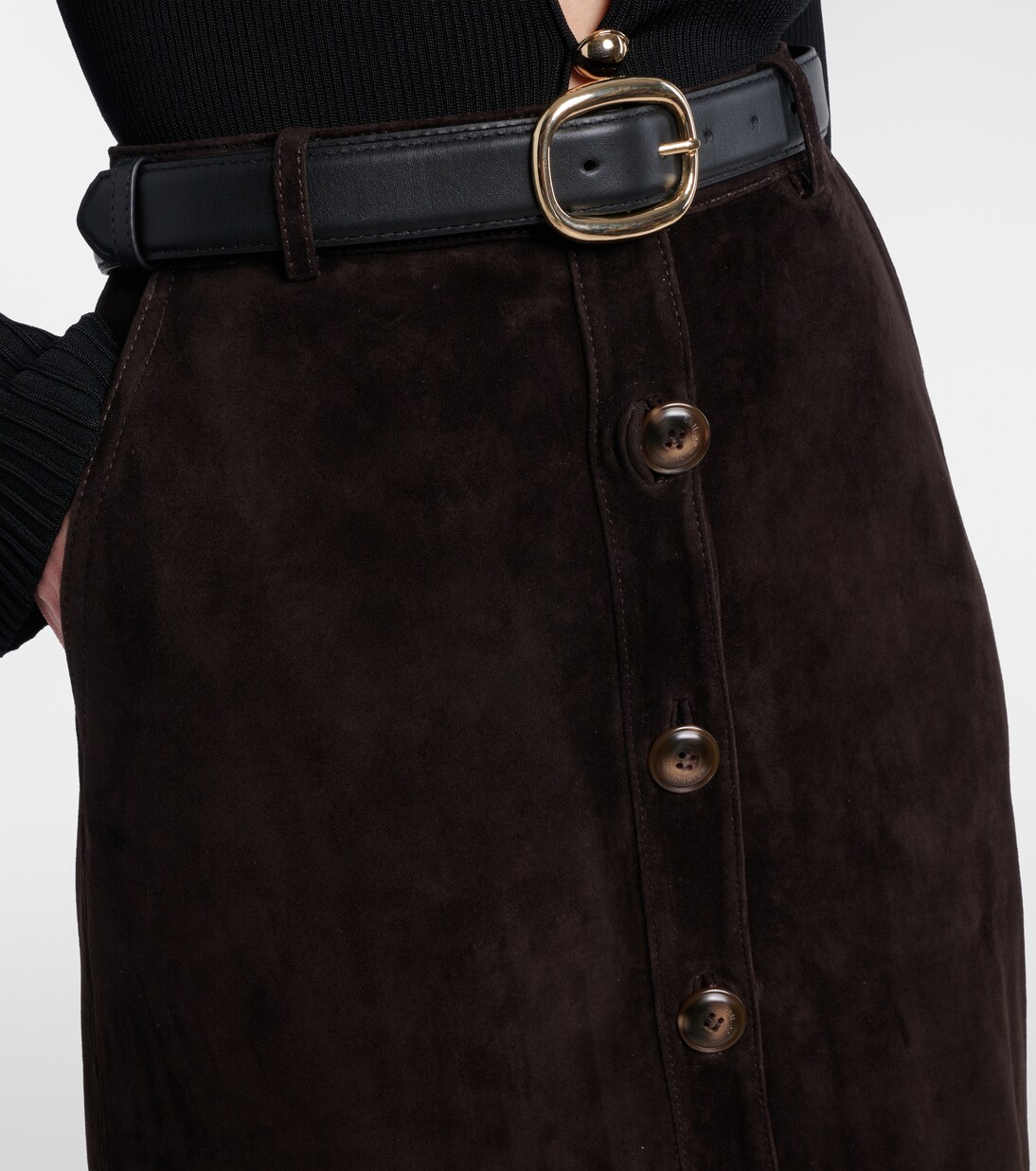 Suede midi skirt | Self-Portrait