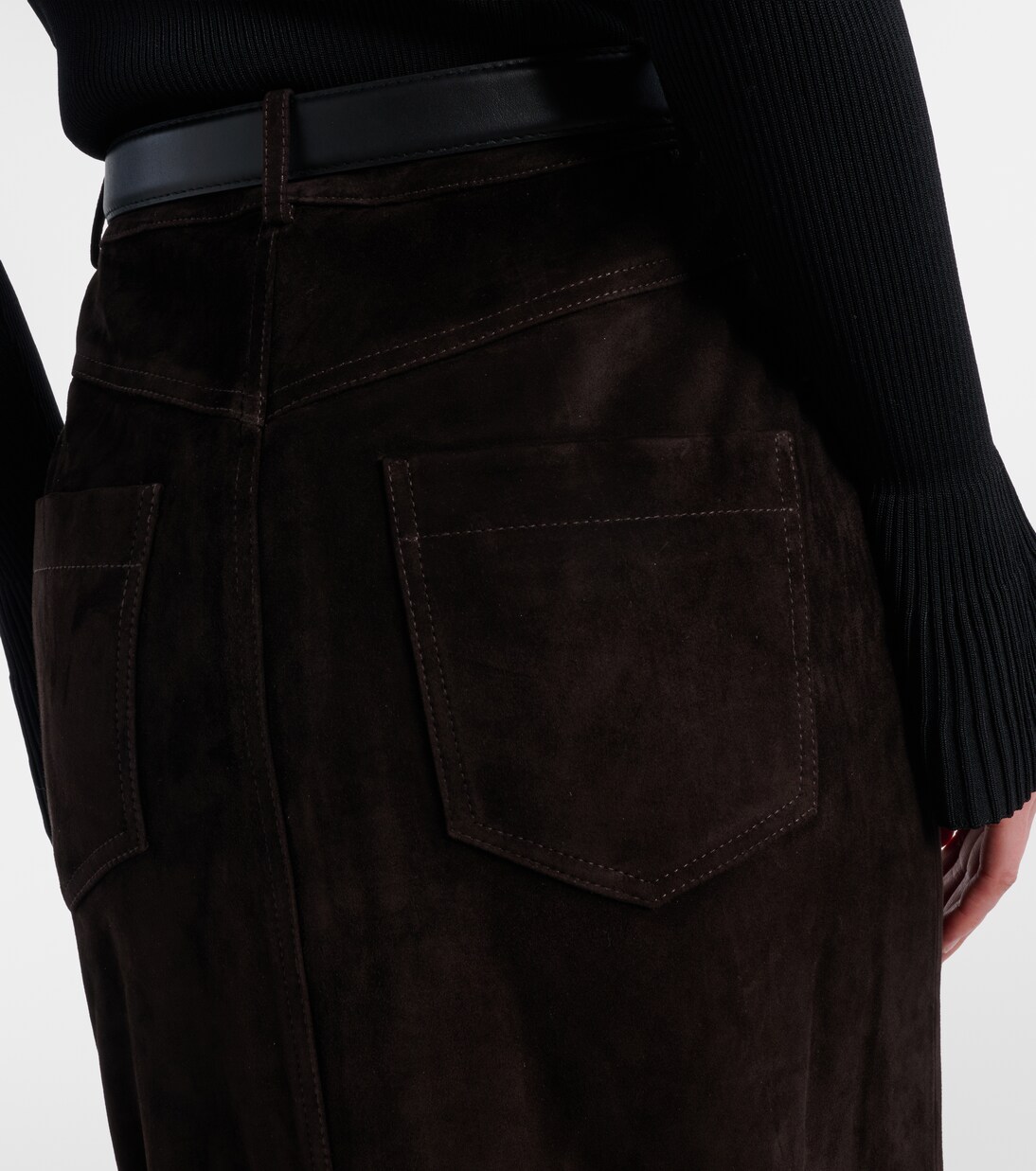Suede midi skirt | Self-Portrait