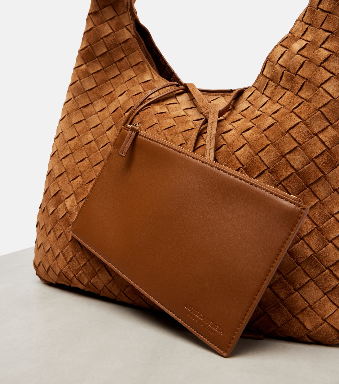 Campana Intrecciato Large suede shoulder bag | Bottega Veneta
