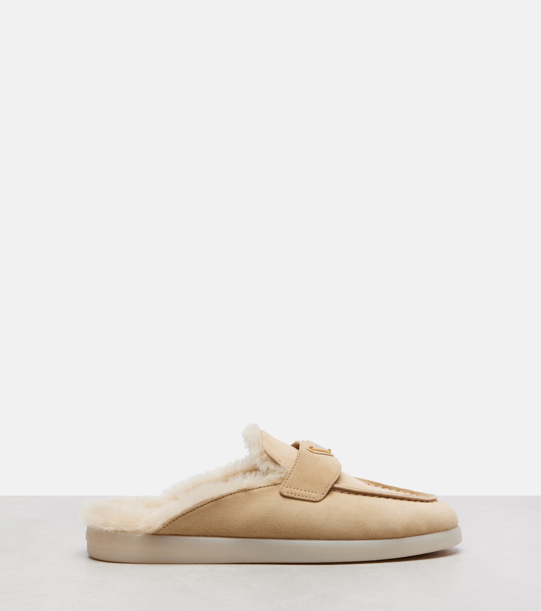 Shearling-lined suede mules | Prada