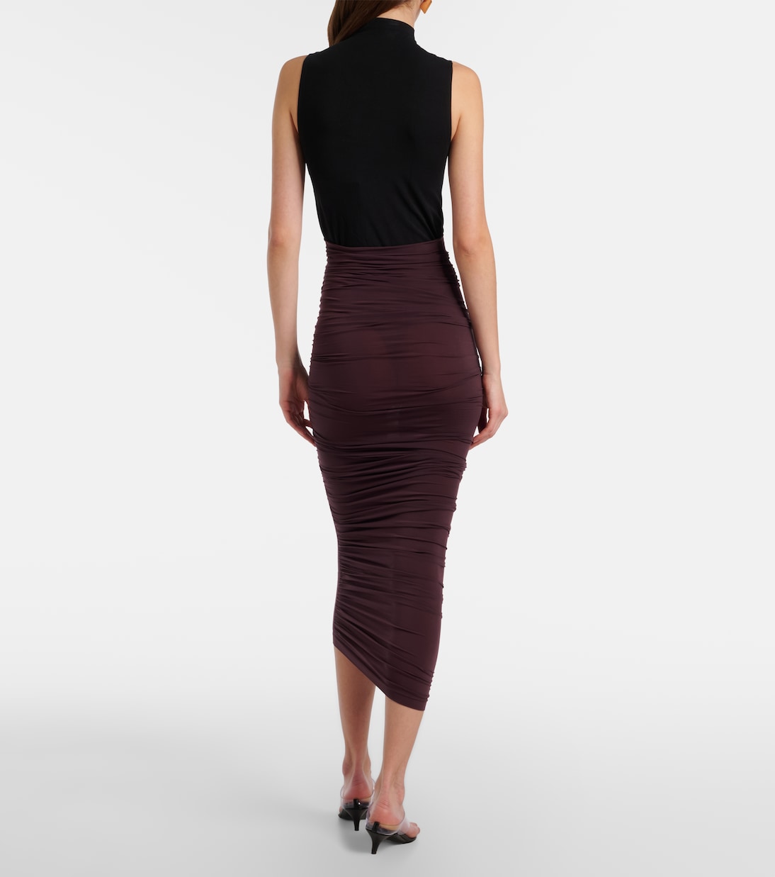 Draped sheer high-rise midi skirt  | Wolford