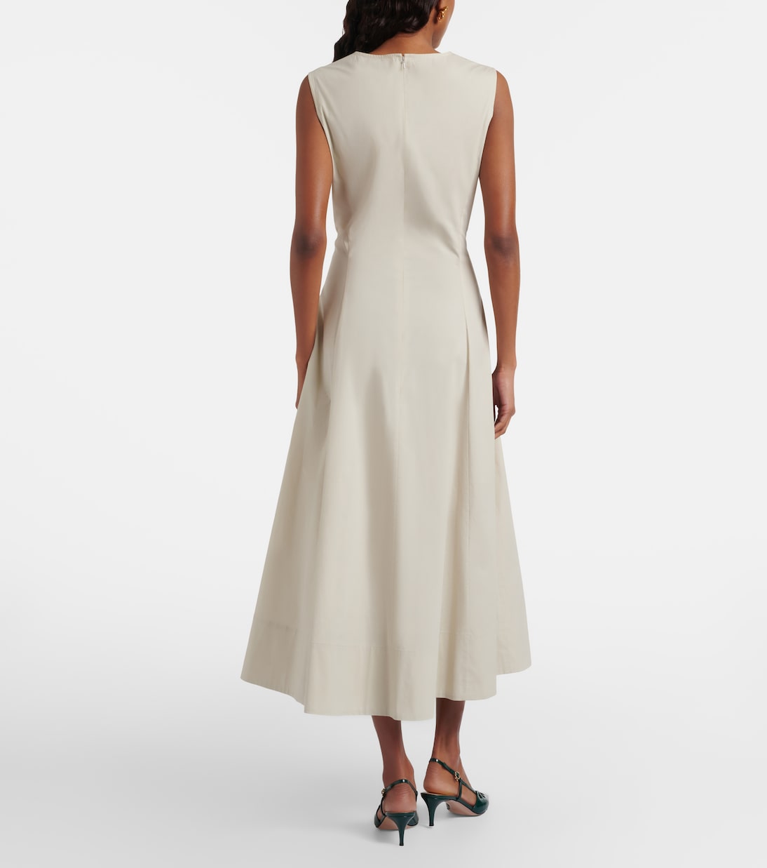 Abito midi in popeline di misto cotone | Oscar de la Renta