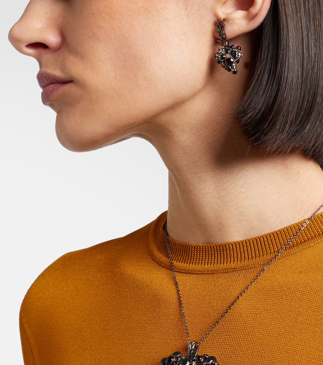 Cassandre embellished drop earrings | Saint Laurent