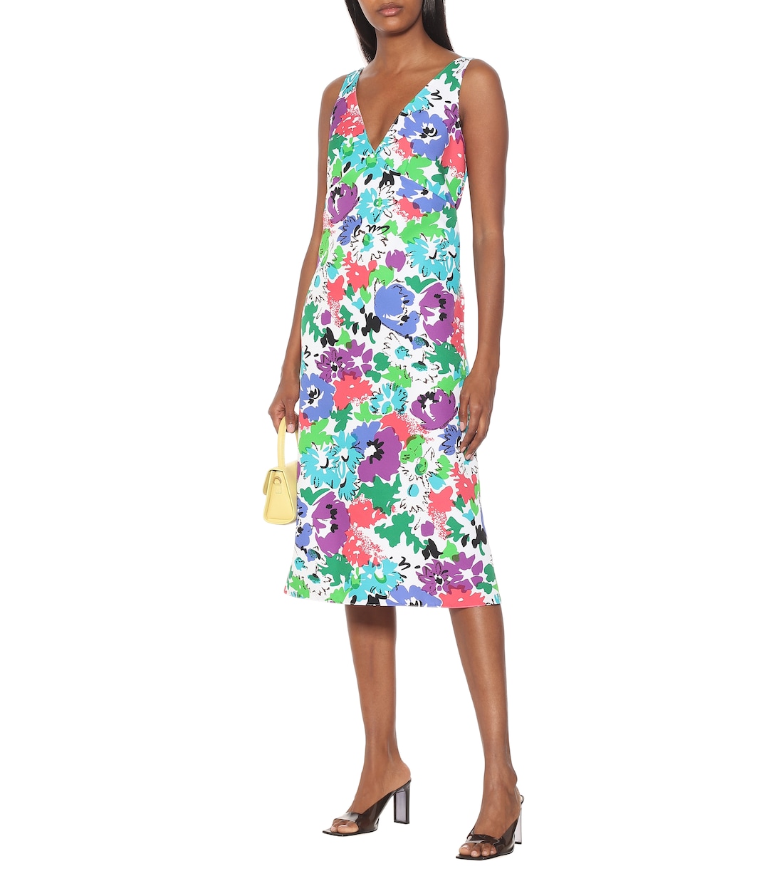 Vestido midi de sarga floral | Plan C
