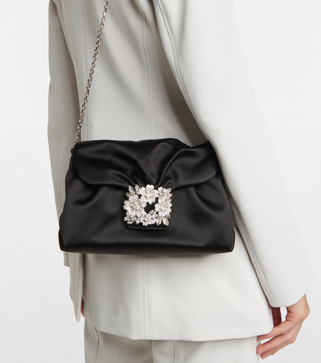 Sac porté épaule RV Bouquet en satin | Roger Vivier