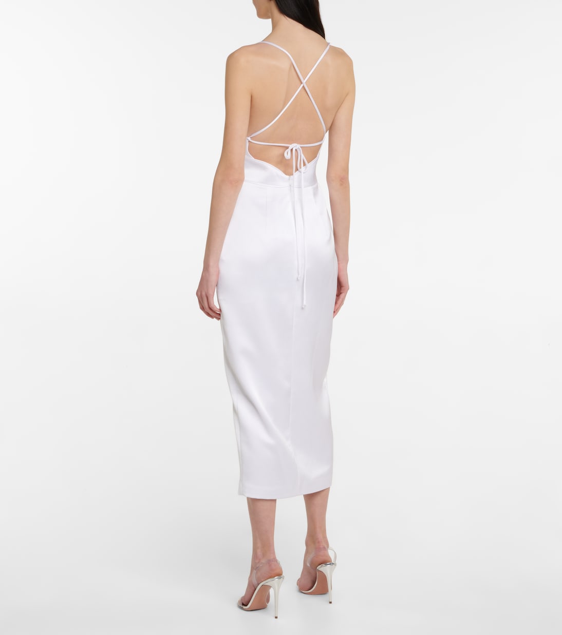 Verziertes Midikleid aus Satin | Rasario