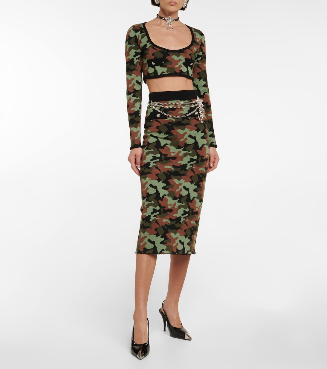 Camouflage knit crop top | Alessandra Rich