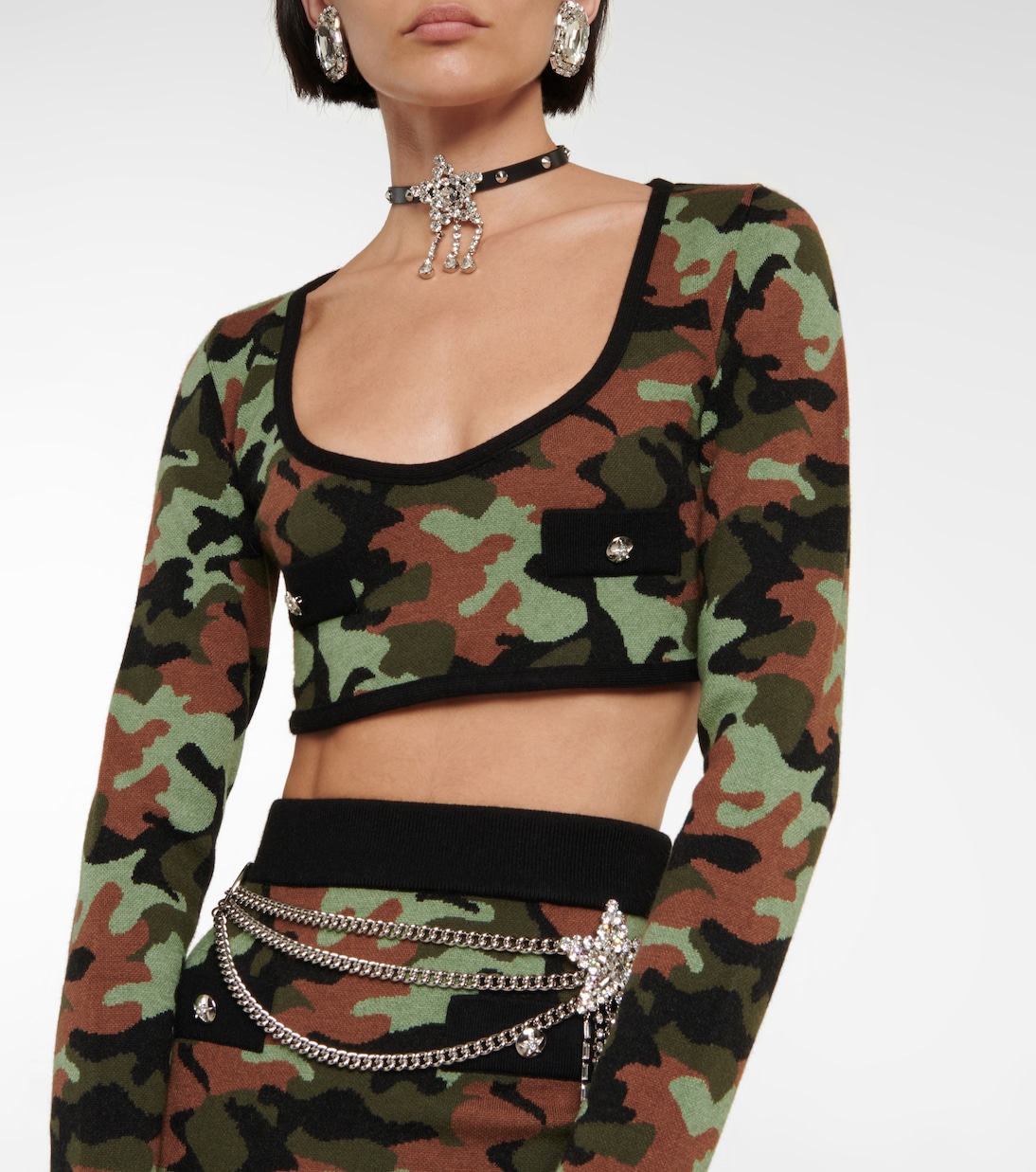 Camouflage knit crop top | Alessandra Rich