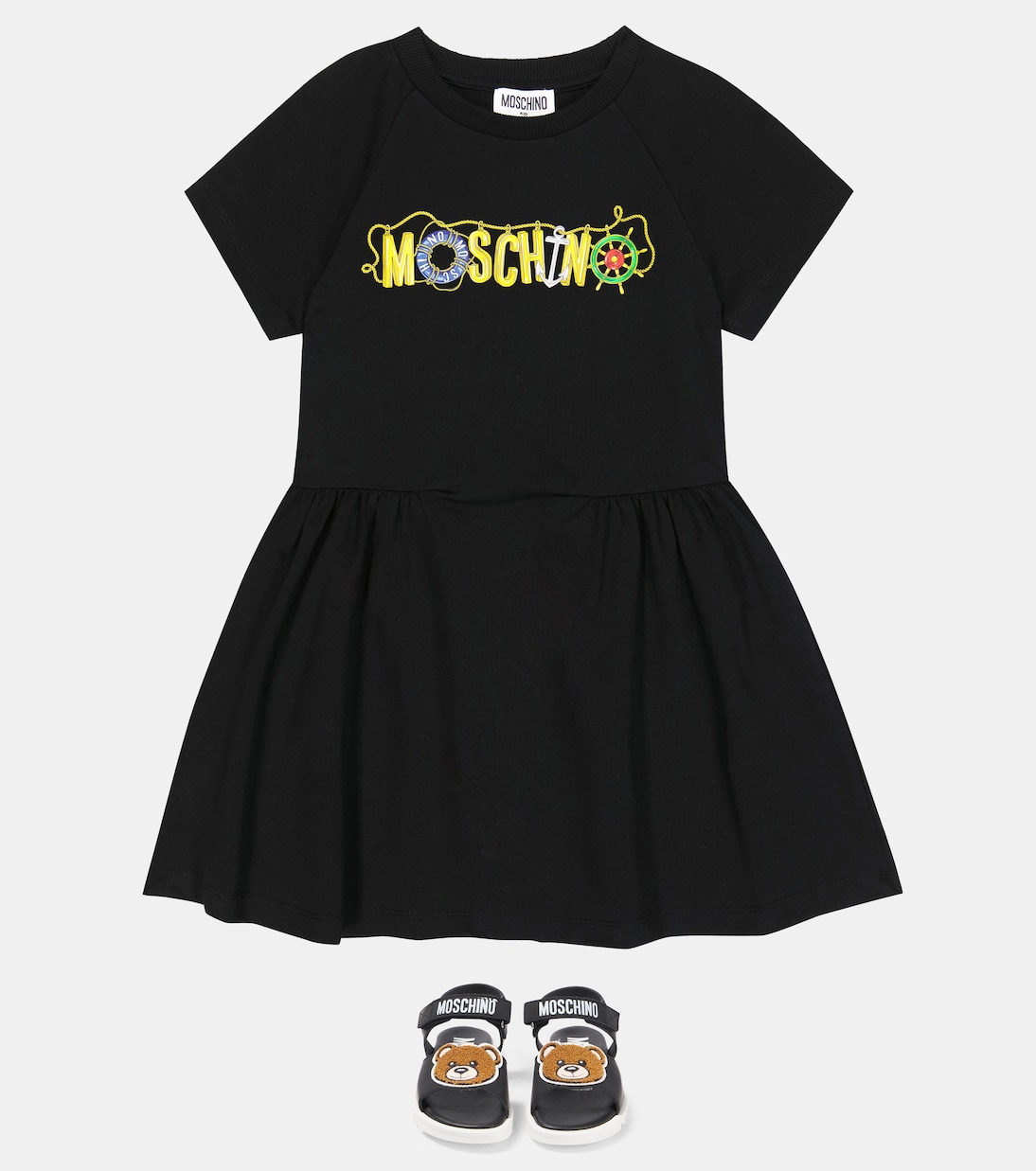 Robe en coton mélangé à logo | Moschino Kids