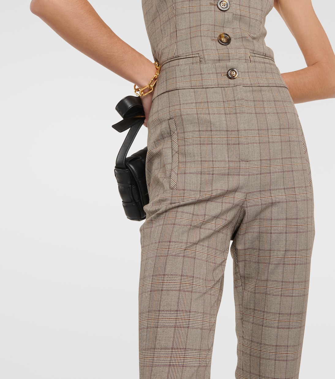 Pantaloni slim a vita alta a quadri | Veronica Beard