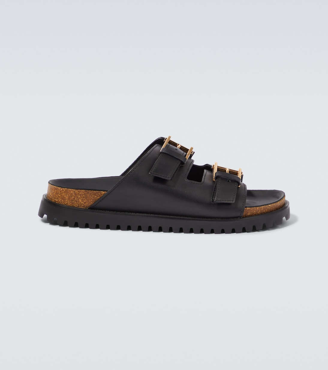 Barocco leather-trimmed slides | Versace