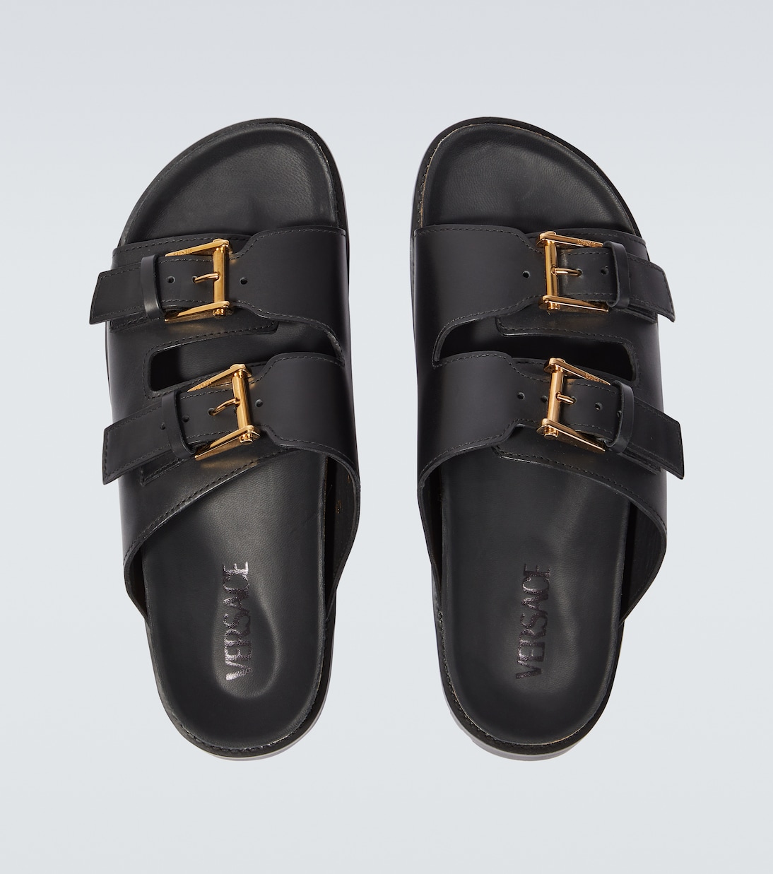Barocco leather-trimmed slides | Versace
