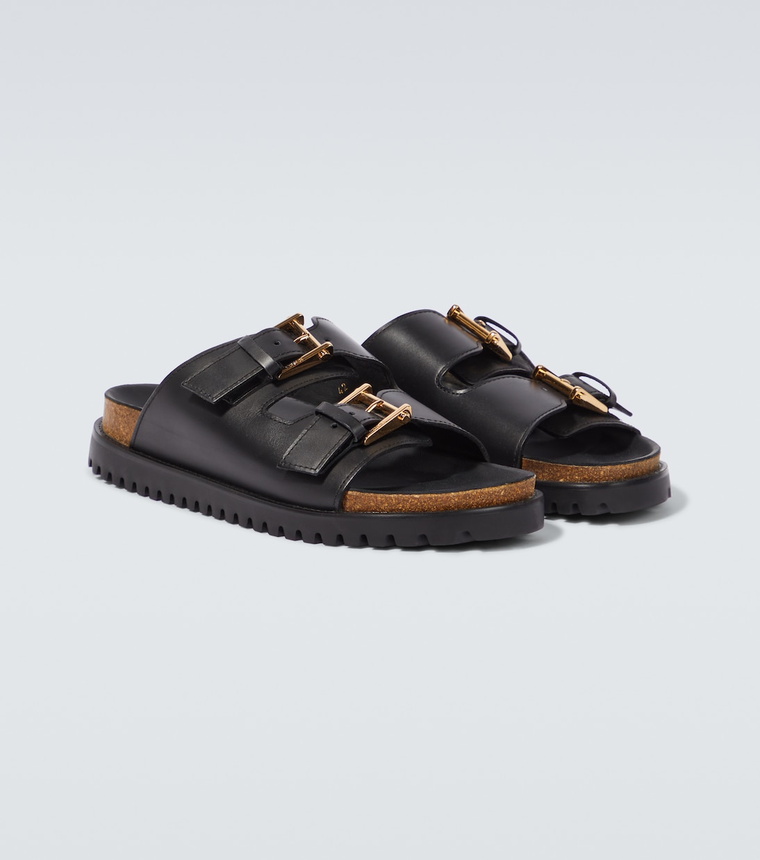 Barocco leather-trimmed slides | Versace