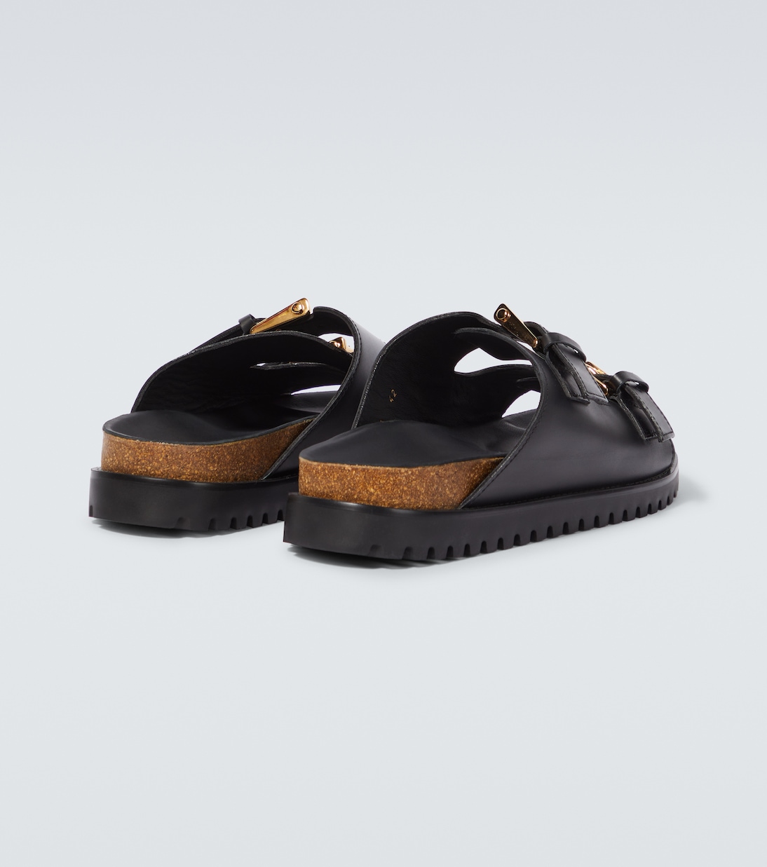 Barocco leather-trimmed slides | Versace