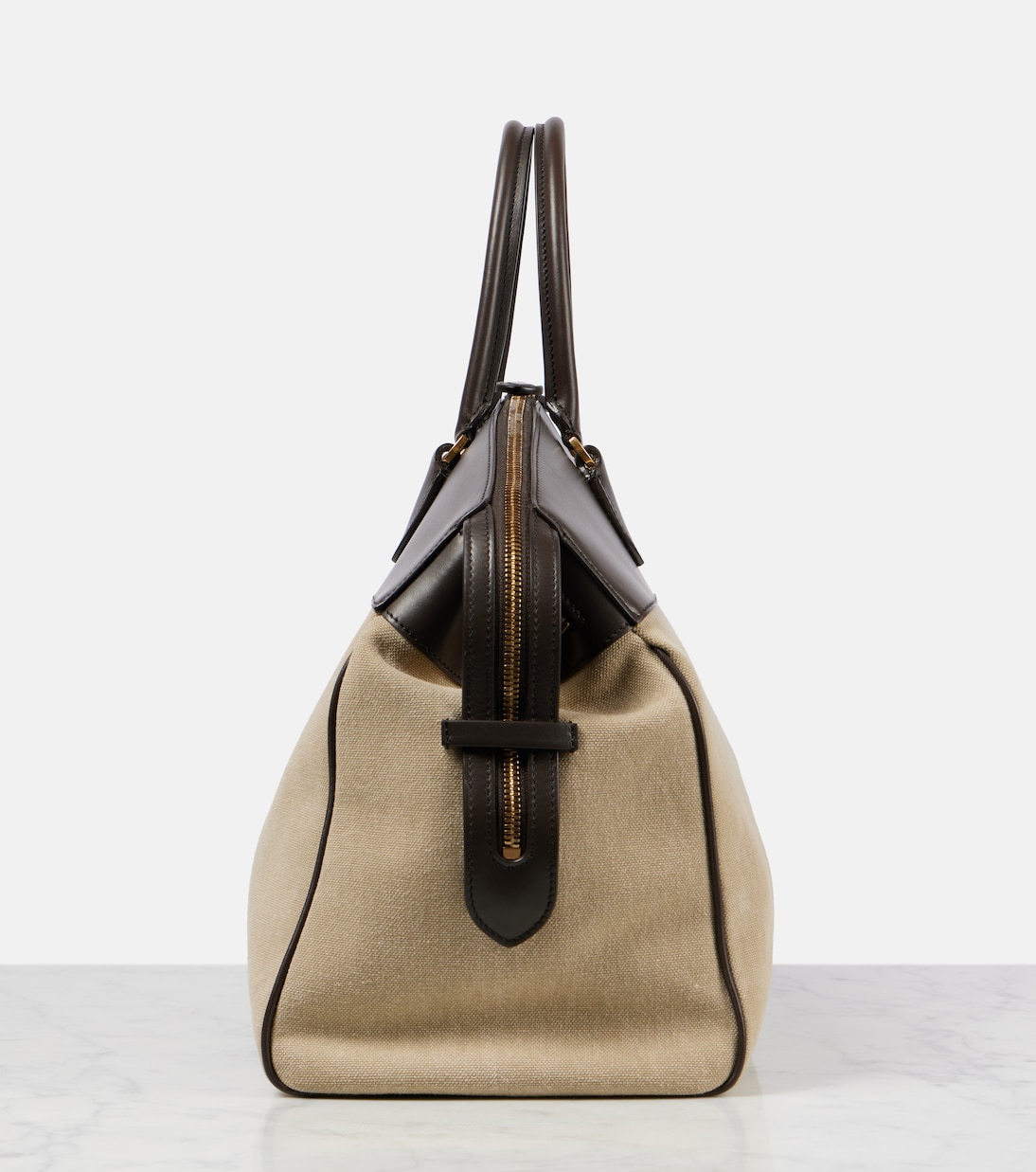 George XL leather-trimmed denim duffel bag | The Row