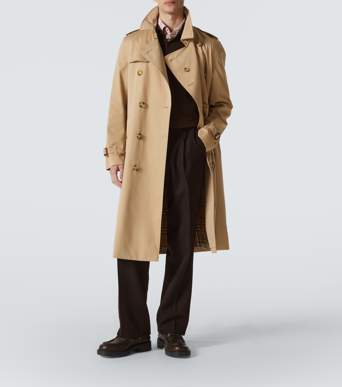 Cotton gabardine trench coat in beige Burberry Mytheresa