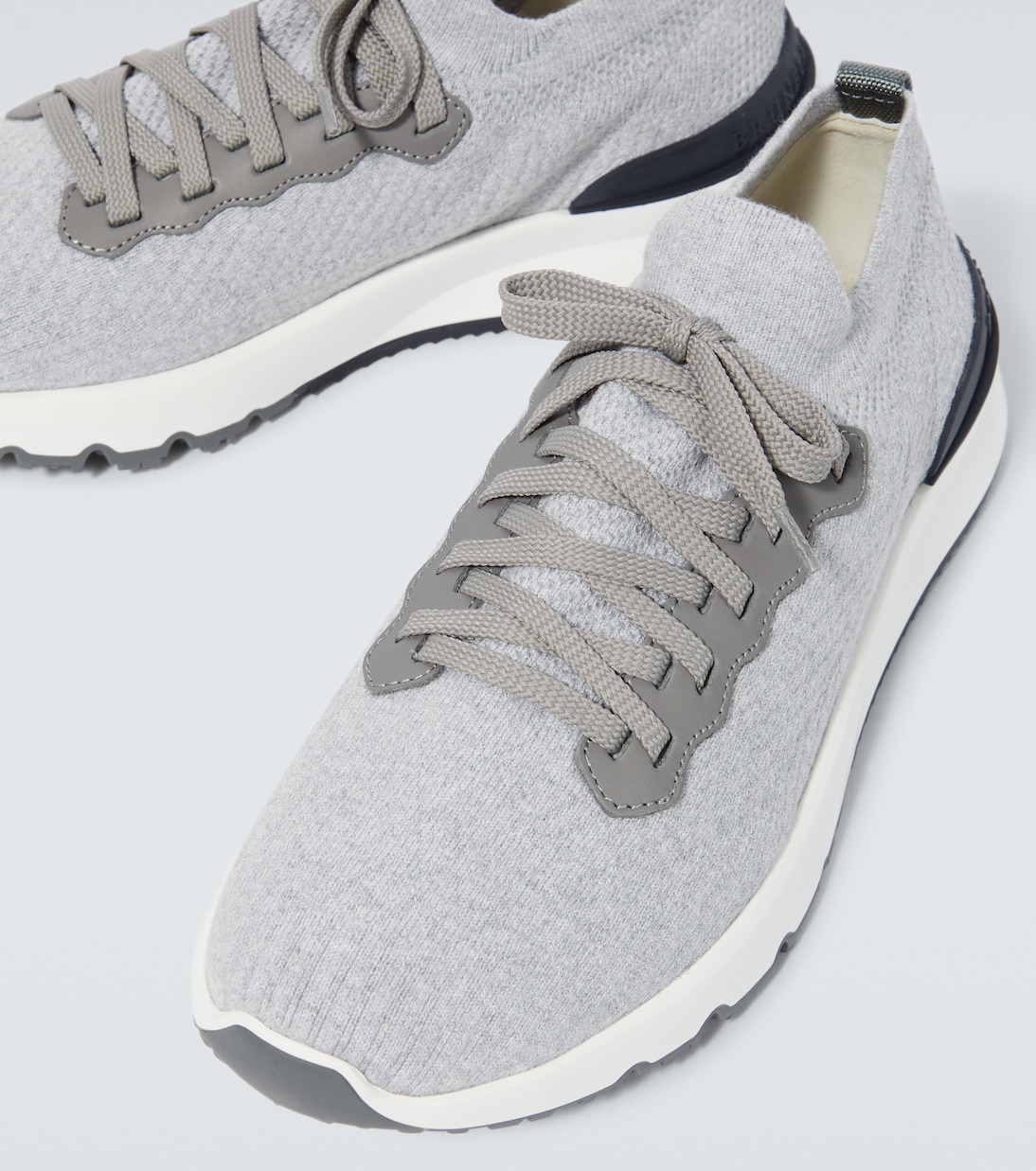 Sneakers in maglia con pelle | Brunello Cucinelli