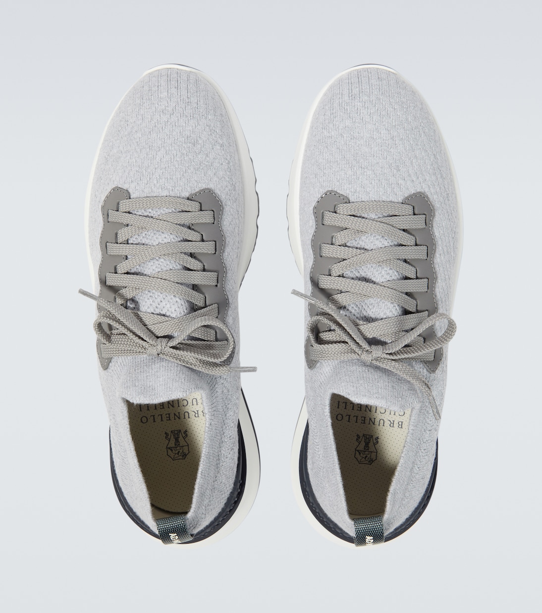 Sneakers in maglia con pelle | Brunello Cucinelli