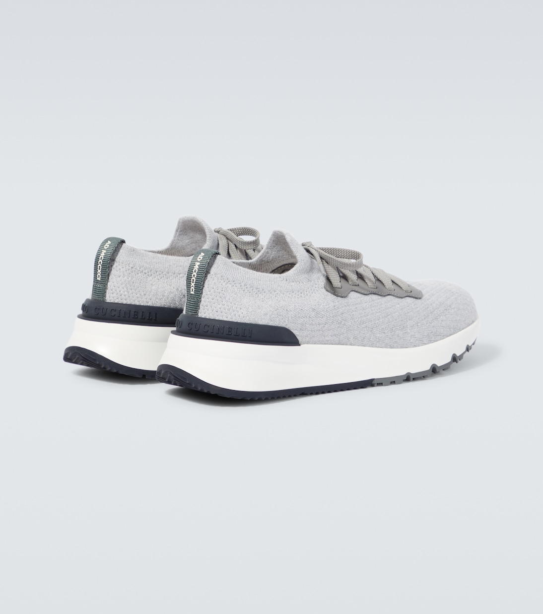 Sneakers in maglia con pelle | Brunello Cucinelli
