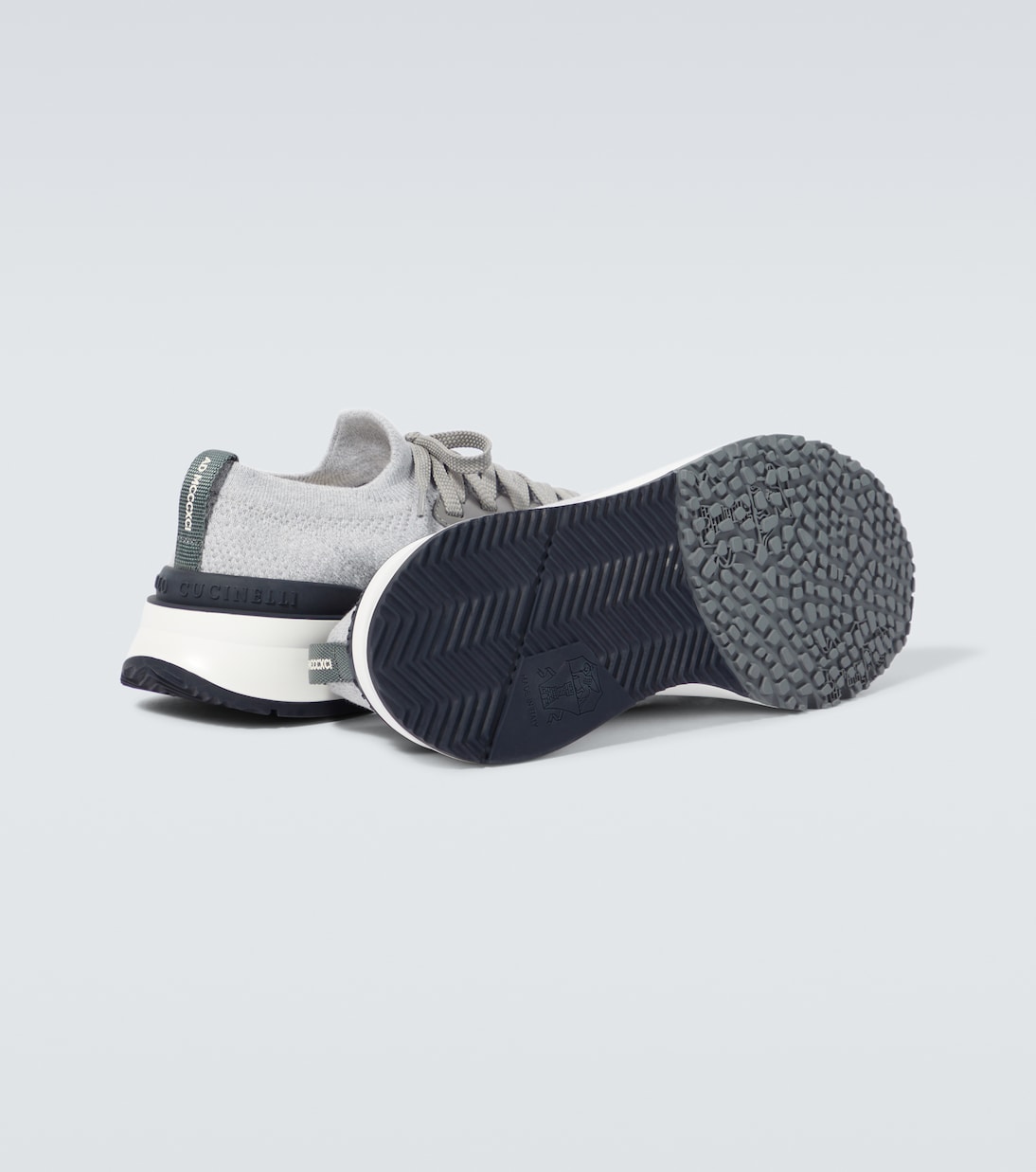 Sneakers in maglia con pelle | Brunello Cucinelli