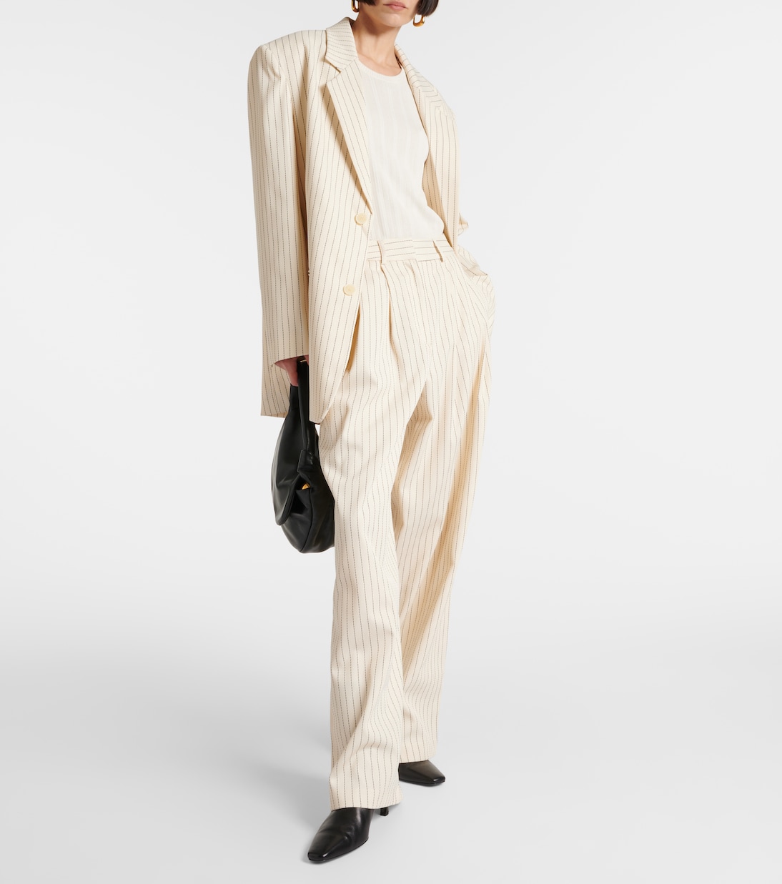 Ripley pinstripe twill wide-leg pants | The Frankie Shop