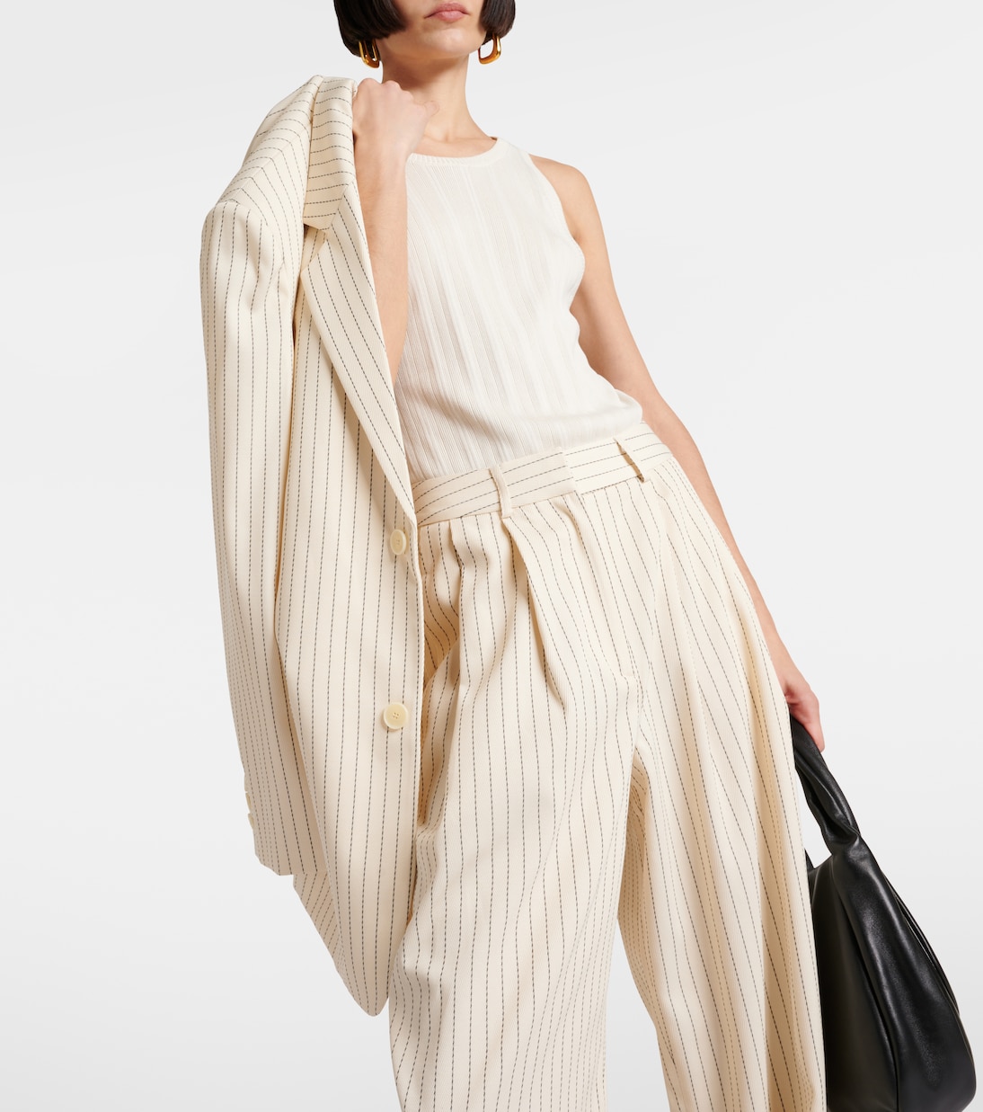 Ripley pinstripe twill wide-leg pants | The Frankie Shop