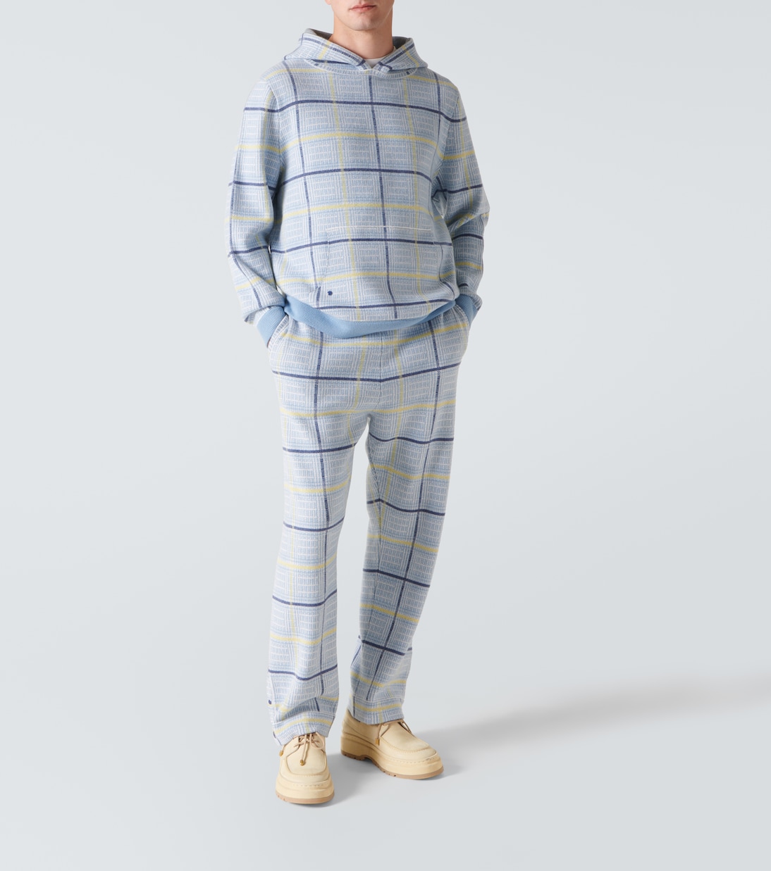 Sudadera de cachemir con capucha a cuadros | God's True Cashmere