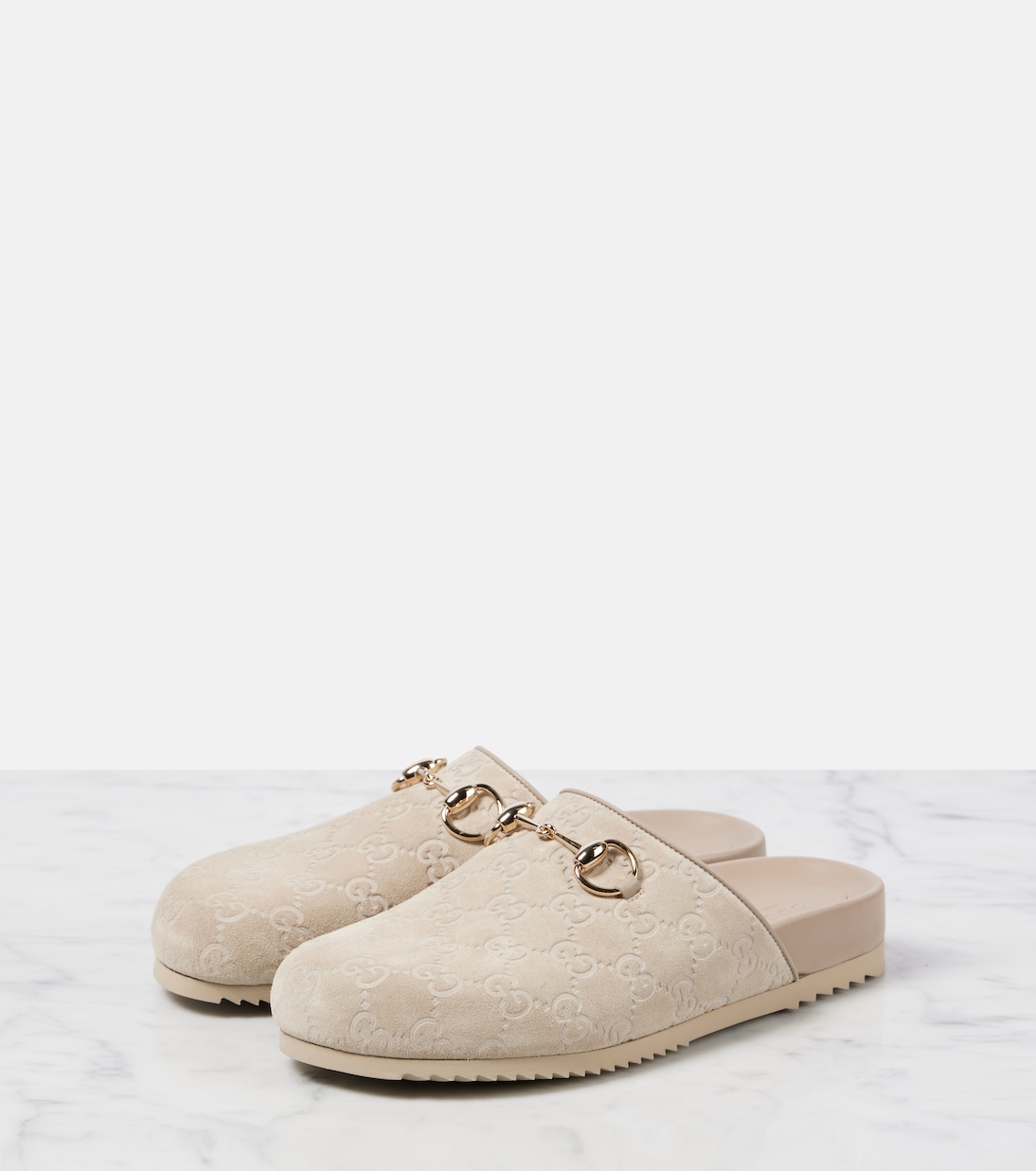 Mules Horsebit in suede GG | Gucci