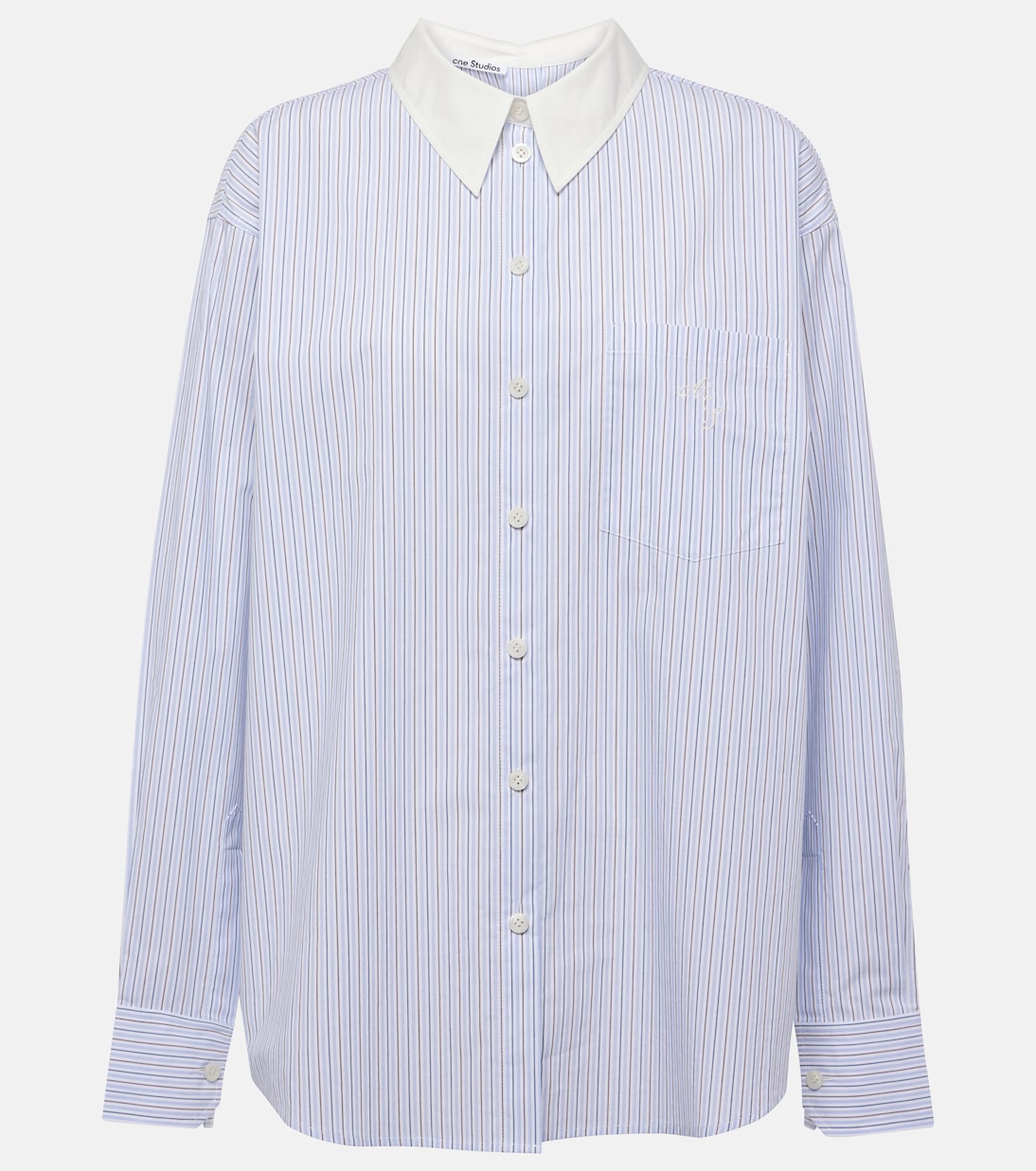 Chemise brodée et rayée en coton | Acne Studios