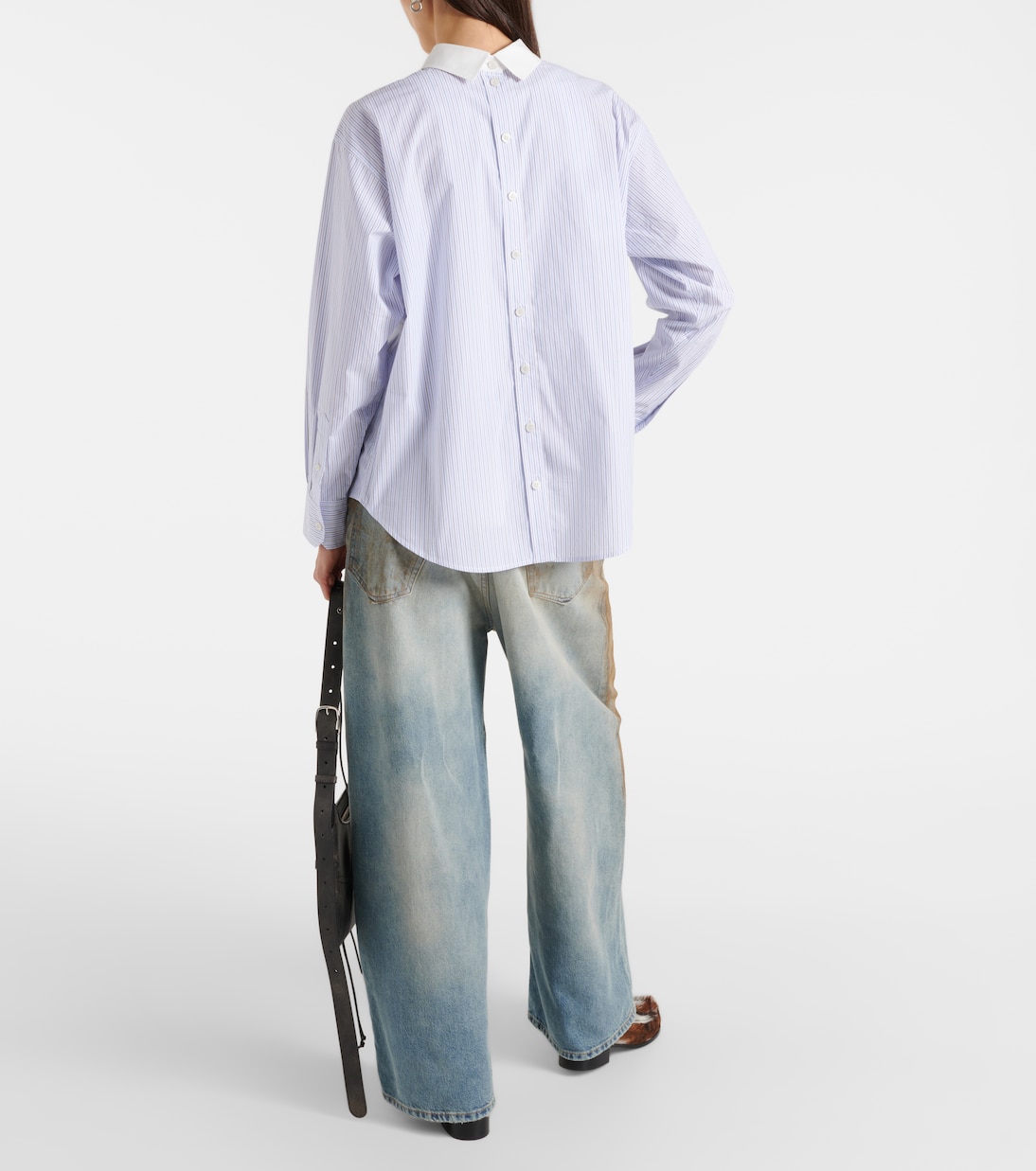 Chemise brodée et rayée en coton | Acne Studios