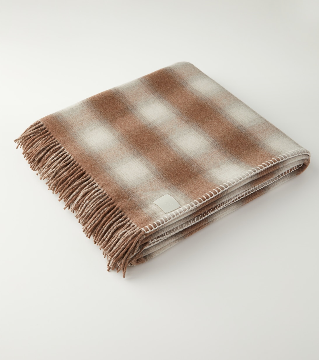 Plaid wool and cashmere flannel throw | Loro Piana