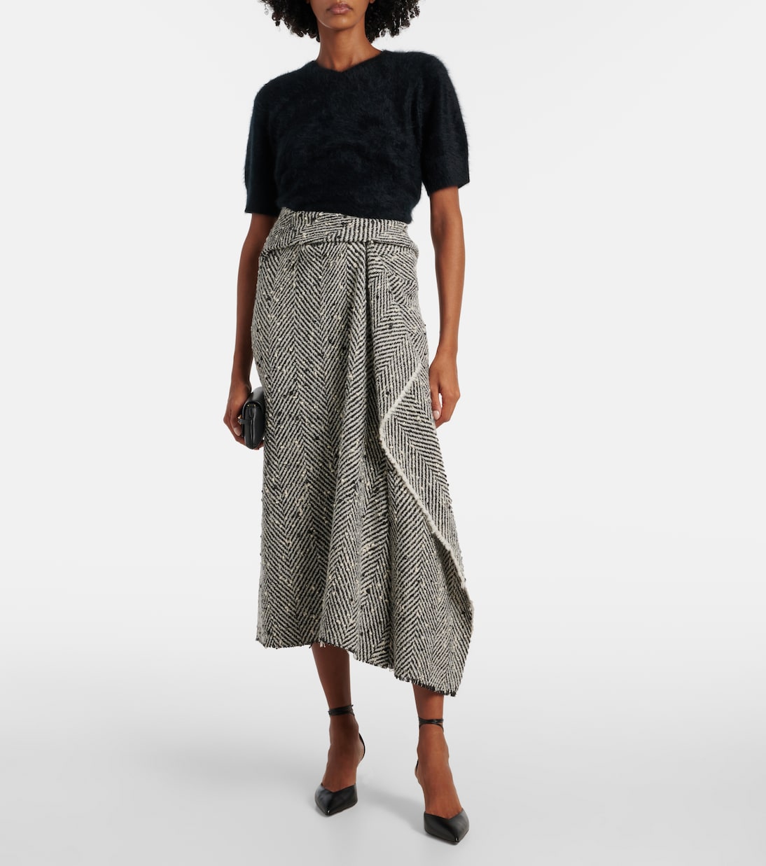 Draped herringbone midi skirt | Erdem
