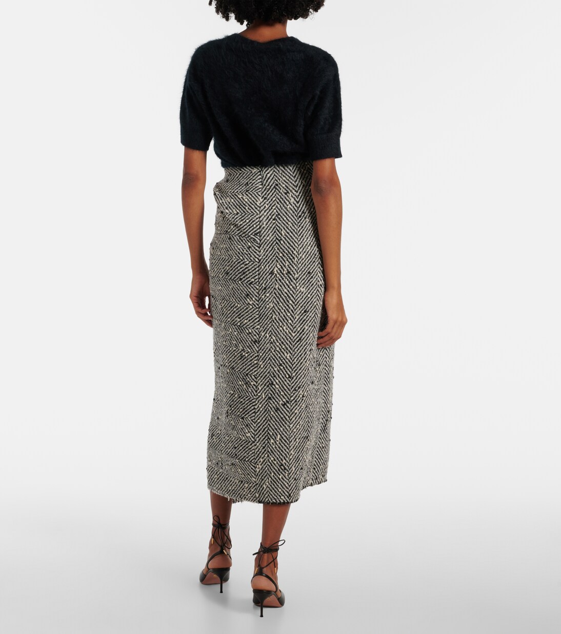 Draped herringbone midi skirt | Erdem