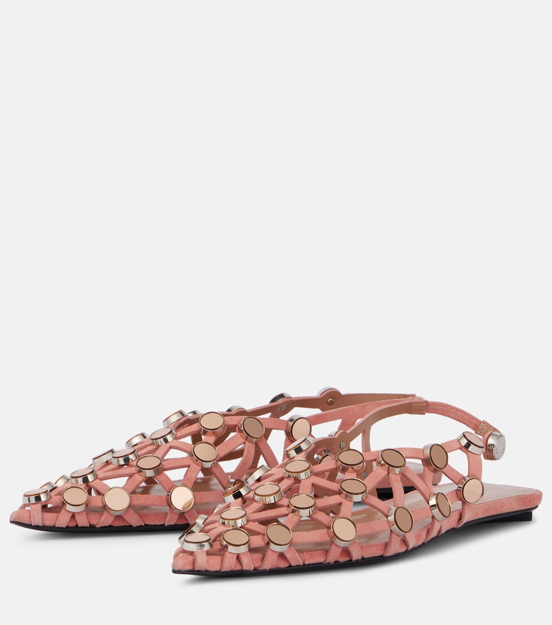 Grid embellished suede slingback flats | The Attico