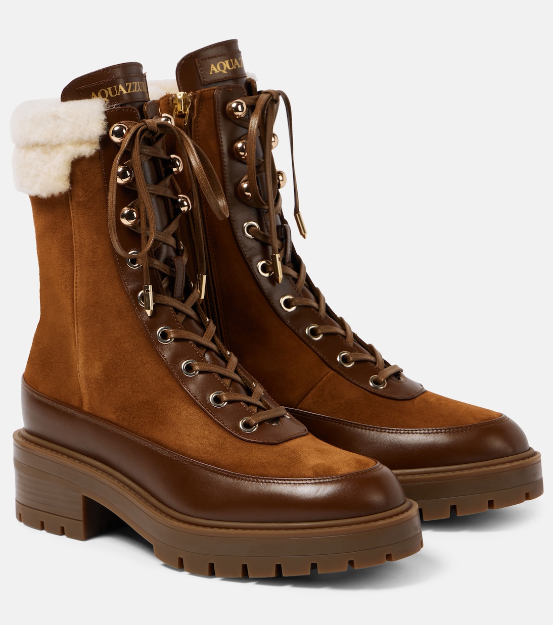 Schnurstiefel Very Cortina mit Veloursleder in Braun Aquazzura Mytheresa