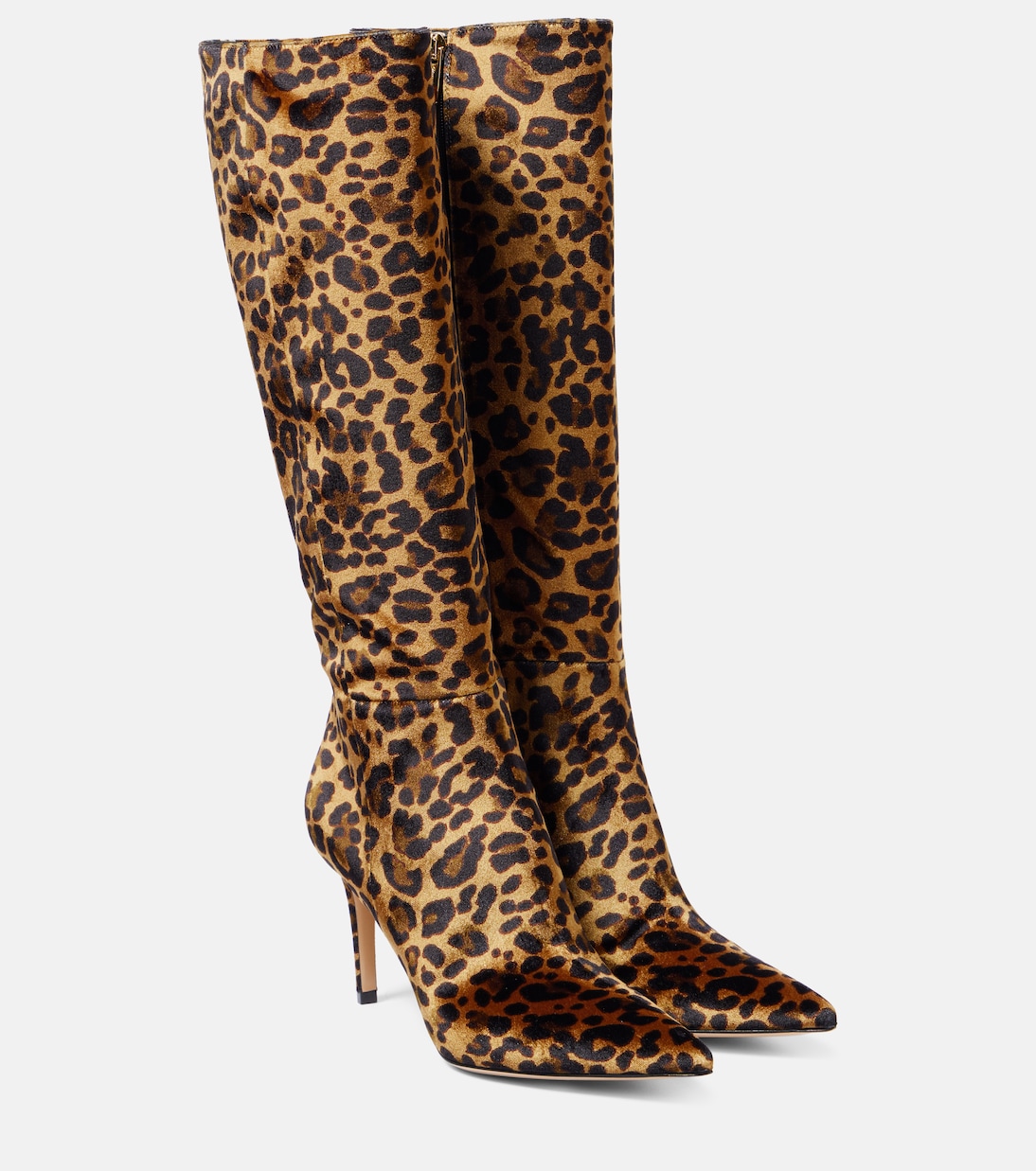 85 leopard-print velvet knee-high boots | Gianvito Rossi