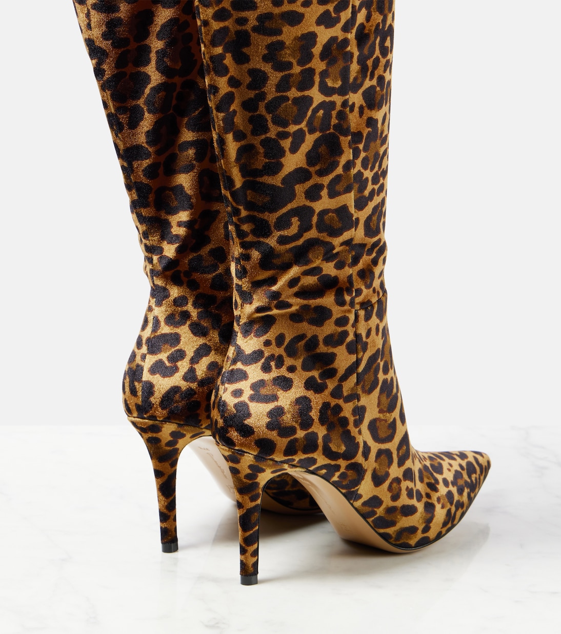 85 leopard-print velvet knee-high boots | Gianvito Rossi